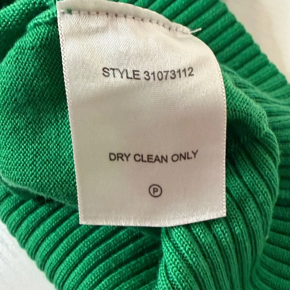 Tory Burch Wool Logo Pullover Sweater - Kelly Green with Silver Metallic Logo - Picture 11 of 15